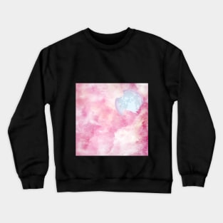 Pink Galaxy Background Full Moon Crewneck Sweatshirt